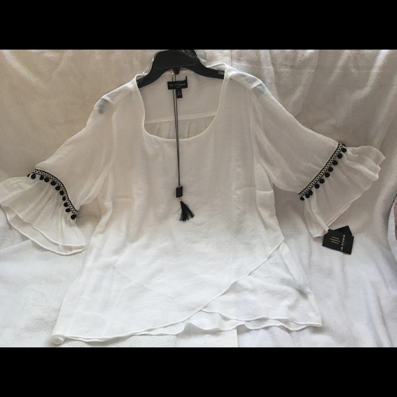 I.N. Studio Tops - I. N. Studio Woman Bell Sleeves Paper White Blouse